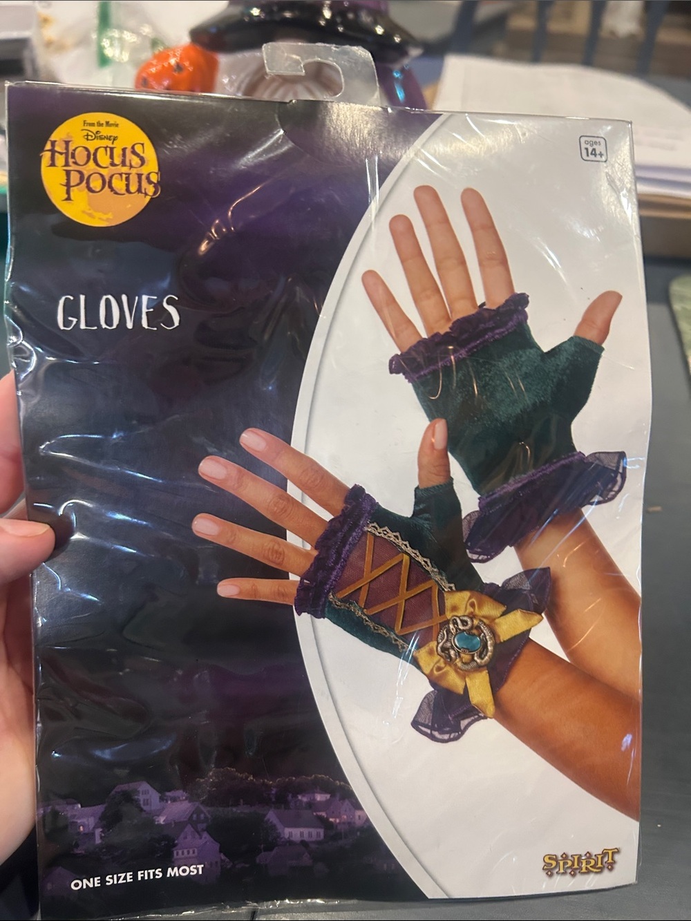 Hocus Pocus Green & Purple Fingerless Costume Gloves by Spirit